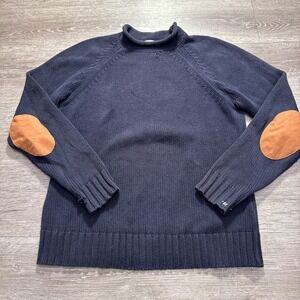 Alex Mill Sweater Adult Small Blue Knit Shirt Elbow Pad 100% Cotton Crew Neck